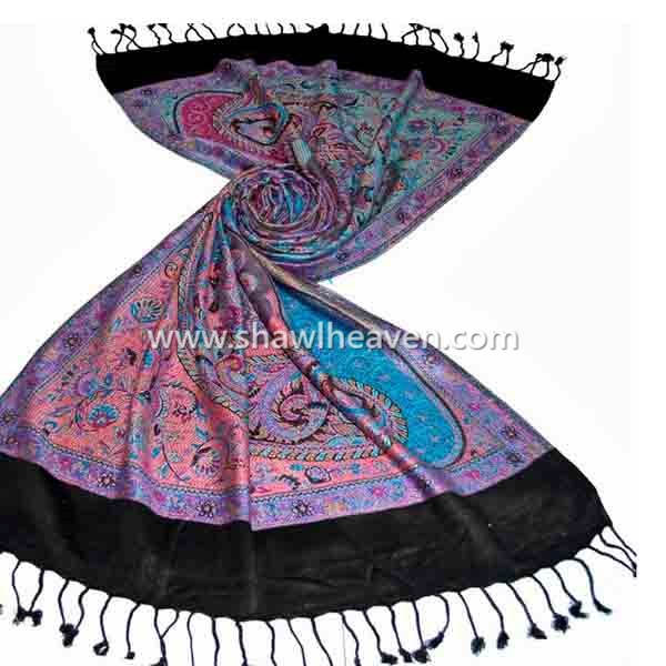 Bright ethnic Kani shawl from India